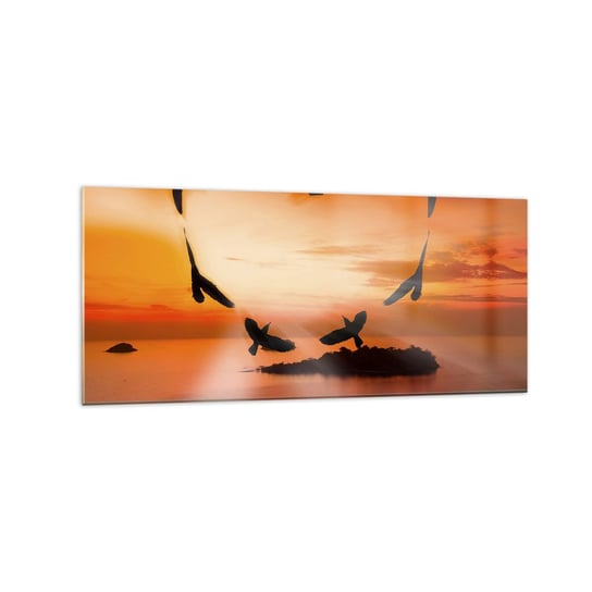 Obraz na szkle - Kochaj świat jak ptaki - 120x50cm - Krajobraz Morze Abstrakcja - Nowoczesny szklany obraz na ścianę do salonu do sypialni ARTTOR ARTTOR