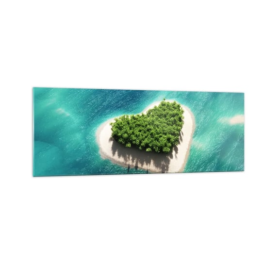 Obraz na szkle - Kocham lato - 140x50cm - Krajobraz Wyspa Na Oceanie Jacht - Nowoczesny szklany obraz do salonu do sypialni ARTTOR ARTTOR