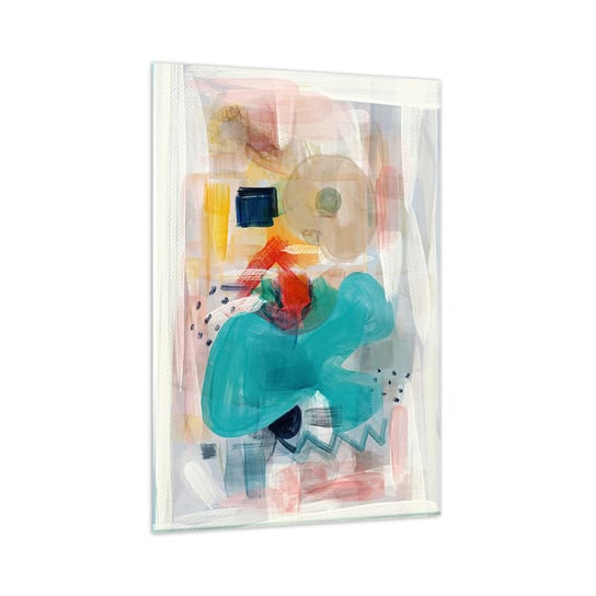 Obraz na szkle - Kolorowa gra - 80x120cm - Abstrakcja Farby Sztuka - Nowoczesny szklany obraz na ścianę do salonu do sypialni ARTTOR ARTTOR