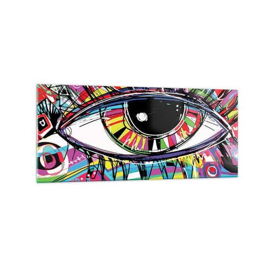 Obraz na szkle - Kolorowe oko - kolorowa dusza - 120x50cm - Abstrakcja Oko Grafika - Nowoczesny szklany obraz na ścianę do salonu do sypialni ARTTOR ARTTOR