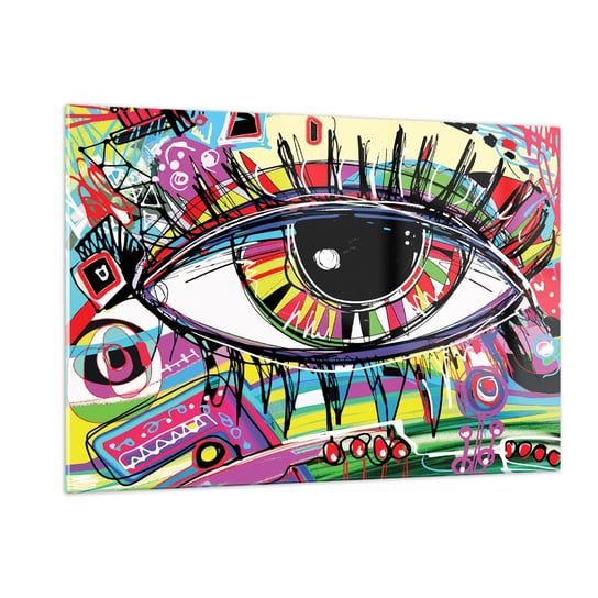 Obraz na szkle - Kolorowe oko - kolorowa dusza - 120x80cm - Abstrakcja Oko Grafika - Nowoczesny szklany obraz na ścianę do salonu do sypialni ARTTOR ARTTOR
