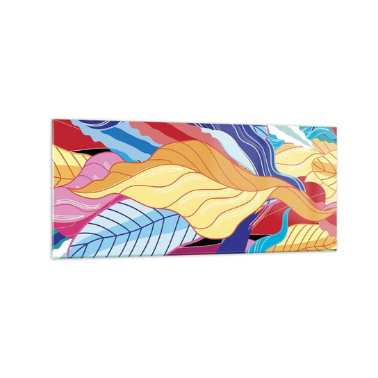 Obraz na szkle - Kolorowy bałagan - 120x50cm - Abstrakcja Kolorowe Liście Sztuka - Nowoczesny szklany obraz na ścianę do salonu do sypialni ARTTOR ARTTOR