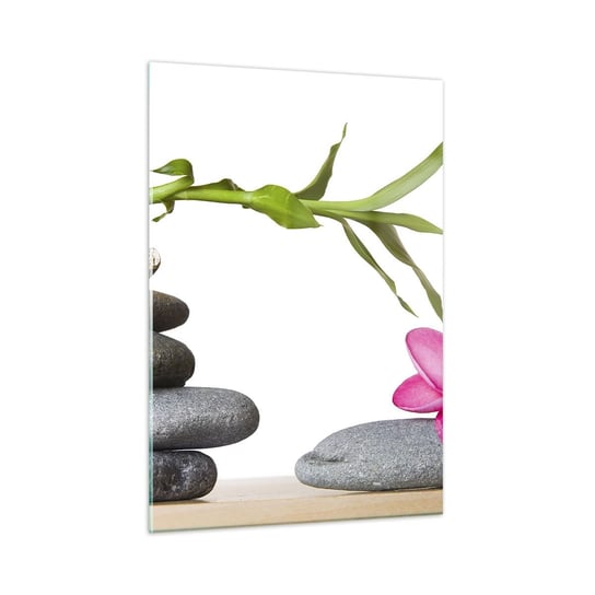 Obraz na szkle - Kolory życia i trwania - 50x70cm - Kwiat Kamienie Spa - Nowoczesny szklany obraz do salonu do sypialni ARTTOR ARTTOR