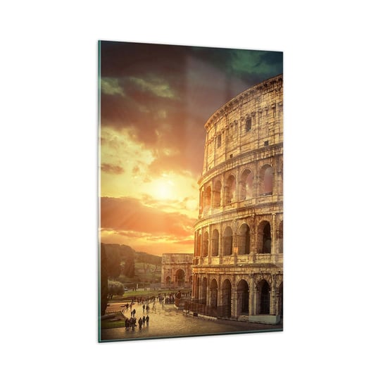 Obraz na szkle - Kolosalne wrażenie - 80x120cm - Koloseum Rzym Architektura - Nowoczesny szklany obraz na ścianę do salonu do sypialni ARTTOR ARTTOR