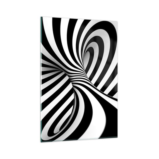 Obraz na szkle - Kompozycja: tańcząca przestrzeń - 80x120cm - Abstrakcja 3D Czarno-Białe - Nowoczesny szklany obraz na ścianę do salonu do sypialni ARTTOR ARTTOR