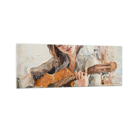 Obraz na szkle - Koncert na gitarę i dziewczęce serce - 140x50cm - Gitara Muzyka Dziewczyna - Nowoczesny szklany obraz do salonu do sypialni ARTTOR ARTTOR