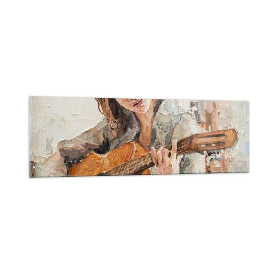 Obraz na szkle - Koncert na gitarę i dziewczęce serce - 160x50cm - Gitara Muzyka Dziewczyna - Nowoczesny foto szklany obraz do salonu do sypialni ARTTOR ARTTOR