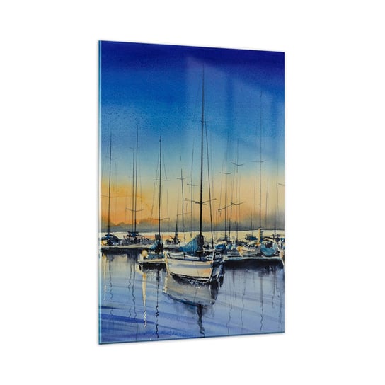 Obraz na szkle - Koniec dobrego dnia - 80x120cm - Jachty Pejzaż Morze - Nowoczesny szklany obraz na ścianę do salonu do sypialni ARTTOR ARTTOR