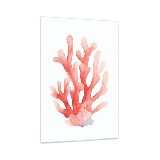 Obraz na szkle - Koral koloru koralowego - 70x100cm - Rafa Koralowa Nadmorski Minimalizm - Nowoczesny foto szklany obraz do salonu do sypialni ARTTOR ARTTOR