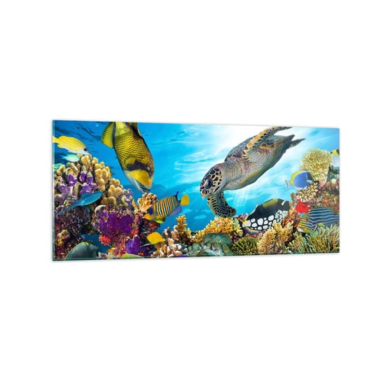 Obraz na szkle - Koralowa promenada - 120x50cm - Rafa Koralowa Morze Podwodny Świat - Nowoczesny szklany obraz na ścianę do salonu do sypialni ARTTOR ARTTOR
