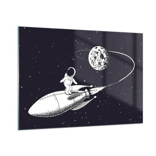 Obraz na szkle - Kosmiczny surfer - 100x70cm - Kosmos Rakieta Kosmiczna Dziecięce - Nowoczesny foto szklany obraz do salonu do sypialni ARTTOR ARTTOR