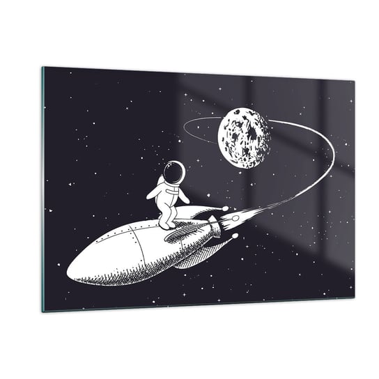 Obraz na szkle - Kosmiczny surfer - 120x80cm - Kosmos Rakieta Kosmiczna Dziecięce - Nowoczesny szklany obraz na ścianę do salonu do sypialni ARTTOR ARTTOR