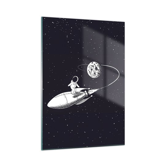 Obraz na szkle - Kosmiczny surfer - 50x70cm - Kosmos Rakieta Kosmiczna Dziecięce - Nowoczesny szklany obraz do salonu do sypialni ARTTOR ARTTOR