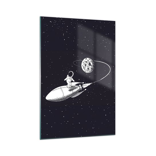 Obraz na szkle - Kosmiczny surfer - 70x100cm - Kosmos Rakieta Kosmiczna Dziecięce - Nowoczesny foto szklany obraz do salonu do sypialni ARTTOR ARTTOR
