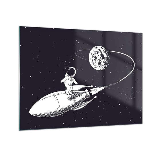 Obraz na szkle - Kosmiczny surfer - 70x50cm - Kosmos Rakieta Kosmiczna Dziecięce - Nowoczesny szklany obraz do salonu do sypialni ARTTOR ARTTOR