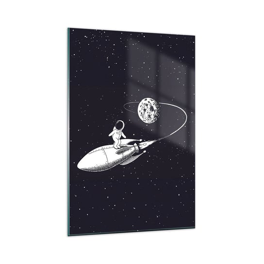 Obraz na szkle - Kosmiczny surfer - 80x120cm - Kosmos Rakieta Kosmiczna Dziecięce - Nowoczesny szklany obraz na ścianę do salonu do sypialni ARTTOR ARTTOR