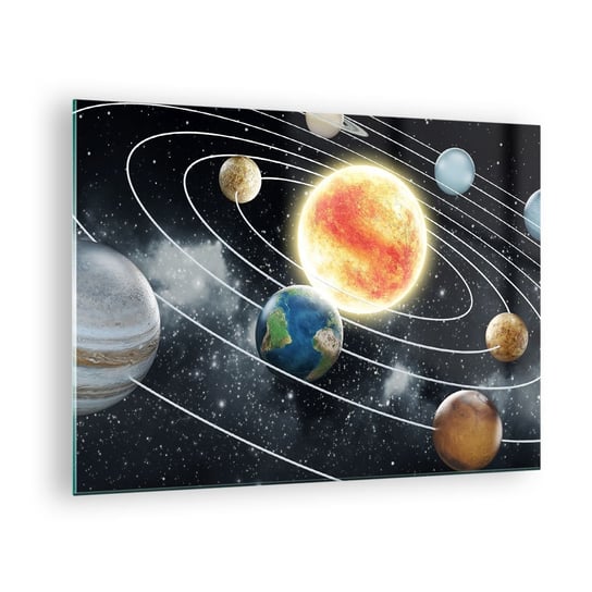 Obraz na szkle - Kosmiczny taniec - 70x50cm - Kosmos Galaktyka Układ Słoneczny - Nowoczesny szklany obraz do salonu do sypialni ARTTOR ARTTOR