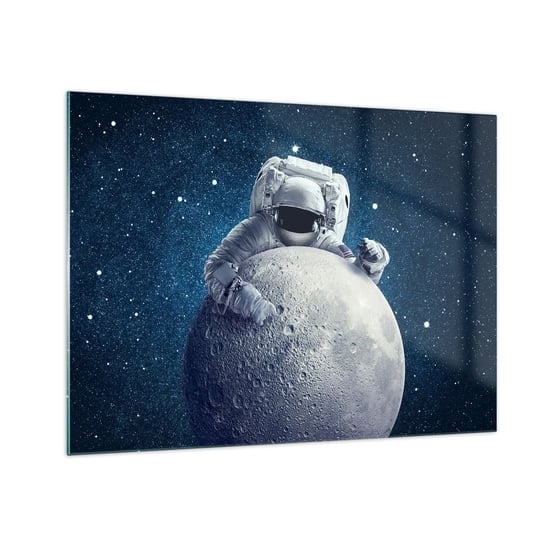 Obraz na szkle - Kosmiczny żartowniś - 70x50cm - Astronauta Kosmos Księżyc - Nowoczesny szklany obraz do salonu do sypialni ARTTOR ARTTOR