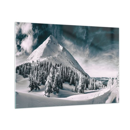 Obraz na szkle - Kraina śniegu i lodu - 100x70cm - Krajobraz Góry Las - Nowoczesny foto szklany obraz do salonu do sypialni ARTTOR ARTTOR