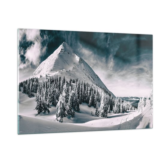 Obraz na szkle - Kraina śniegu i lodu - 120x80cm - Krajobraz Góry Las - Nowoczesny szklany obraz na ścianę do salonu do sypialni ARTTOR ARTTOR
