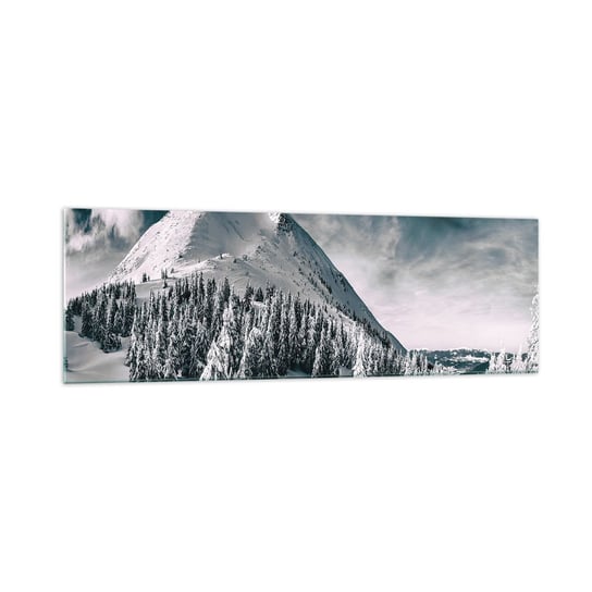 Obraz na szkle - Kraina śniegu i lodu - 160x50cm - Krajobraz Góry Las - Nowoczesny foto szklany obraz do salonu do sypialni ARTTOR ARTTOR