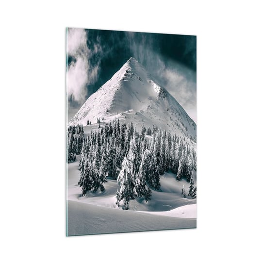 Obraz na szkle - Kraina śniegu i lodu - 50x70cm - Krajobraz Góry Las - Nowoczesny szklany obraz do salonu do sypialni ARTTOR ARTTOR
