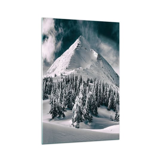 Obraz na szkle - Kraina śniegu i lodu - 70x100cm - Krajobraz Góry Las - Nowoczesny foto szklany obraz do salonu do sypialni ARTTOR ARTTOR