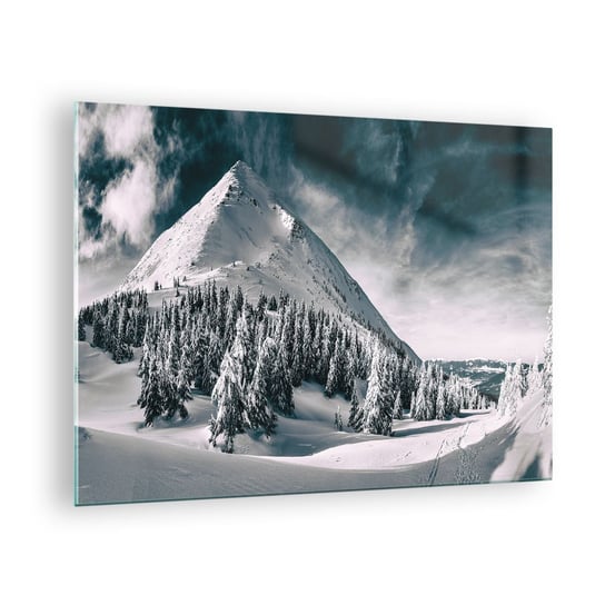 Obraz na szkle - Kraina śniegu i lodu - 70x50cm - Krajobraz Góry Las - Nowoczesny szklany obraz do salonu do sypialni ARTTOR ARTTOR