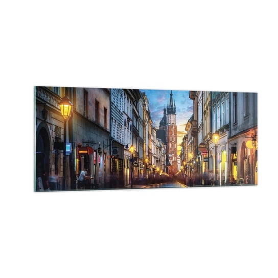 Obraz na szkle - Krakowski czar - 100x40cm - Miasto Kraków Kościół Mariacki - Nowoczesny foto szklany obraz do salonu do sypialni ARTTOR ARTTOR