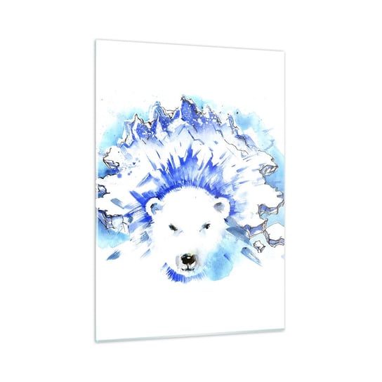 Obraz na szkle - Król Arktyki w lodowej koronie - 50x70cm - Abstrakcja Niedźwiedź Polarny Antarktyda - Nowoczesny szklany obraz do salonu do sypialni ARTTOR ARTTOR