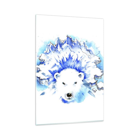 Obraz na szkle - Król Arktyki w lodowej koronie - 80x120cm - Abstrakcja Niedźwiedź Polarny Antarktyda - Nowoczesny szklany obraz na ścianę do salonu do sypialni ARTTOR ARTTOR