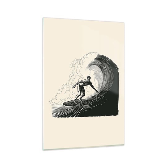 Obraz na szkle - Król fali - 80x120cm - Fala Surfing Sport - Nowoczesny szklany obraz na ścianę do salonu do sypialni ARTTOR ARTTOR