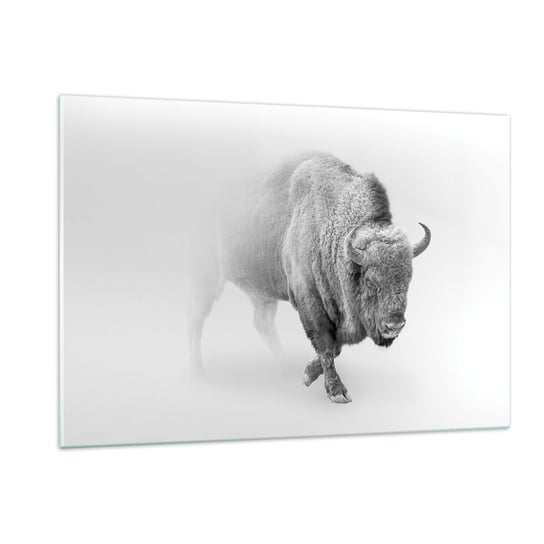 Obraz na szkle - Król prerii - 120x80cm - Żubr Zwierzęta Bizon - Nowoczesny szklany obraz na ścianę do salonu do sypialni ARTTOR ARTTOR
