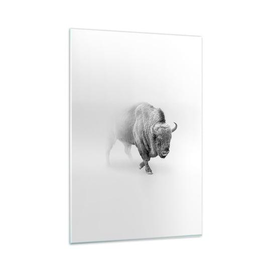 Obraz na szkle - Król prerii - 80x120cm - Żubr Zwierzęta Bizon - Nowoczesny szklany obraz na ścianę do salonu do sypialni ARTTOR ARTTOR