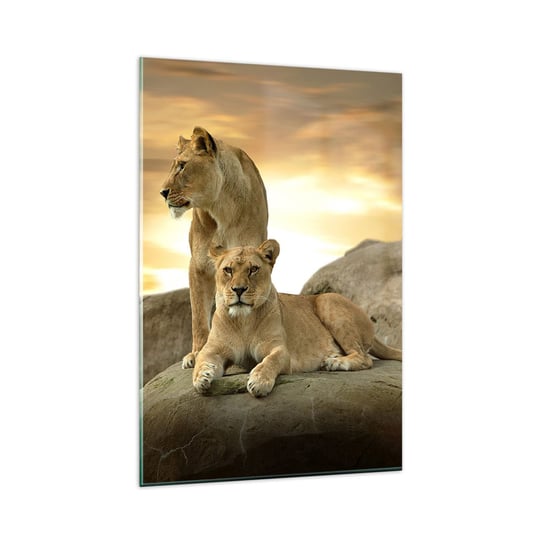 Obraz na szkle - Królewski majestat - 80x120cm - Zwierzęta Lew Natura - Nowoczesny szklany obraz na ścianę do salonu do sypialni ARTTOR ARTTOR