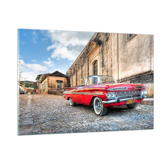 Obraz na szkle - Kubańskie wzruszenia - 120x80cm - Motoryzacja Samochód Kuba - Nowoczesny szklany obraz na ścianę do salonu do sypialni ARTTOR ARTTOR