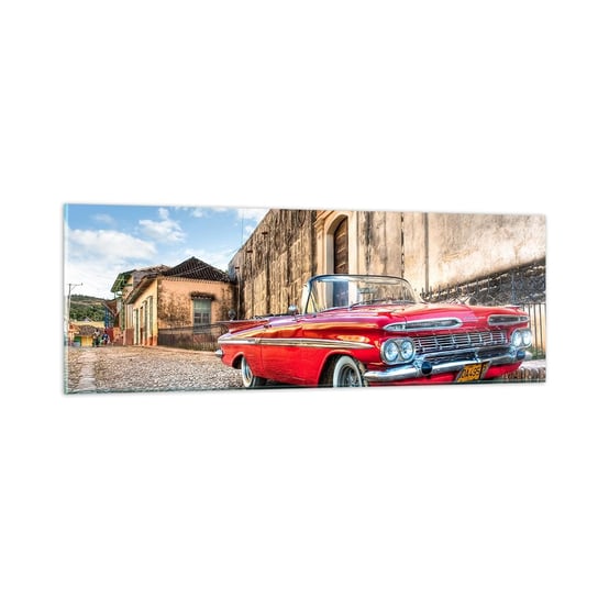 Obraz na szkle - Kubańskie wzruszenia - 90x30cm - Motoryzacja Samochód Kuba - Nowoczesny szklany obraz do salonu do sypialni ARTTOR ARTTOR