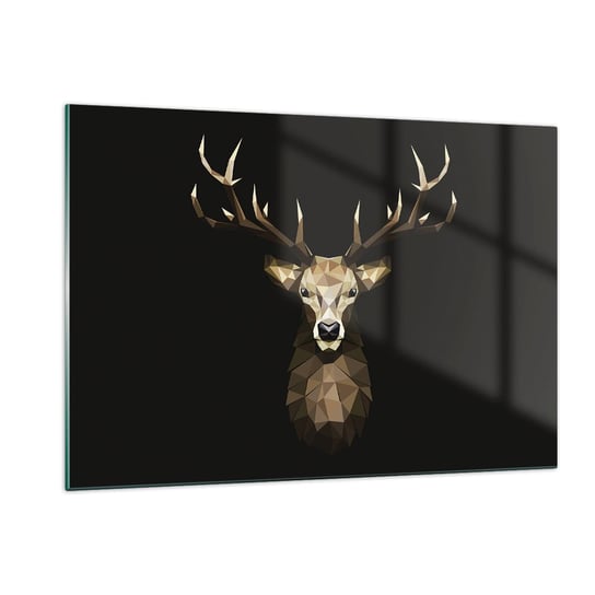 Obraz na szkle - Kubistyczny jeleń - 120x80cm - Zwierzęta Jeleń Grafika - Nowoczesny szklany obraz na ścianę do salonu do sypialni ARTTOR ARTTOR