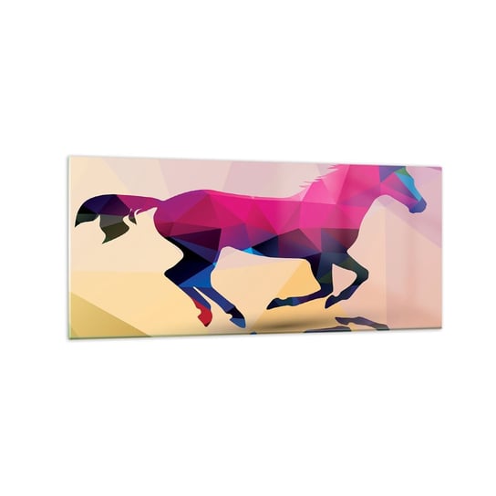 Obraz na szkle - Kubizm wciąż żywy - 120x50cm - Zwierzęta Koń Figura Geometryczna - Nowoczesny szklany obraz na ścianę do salonu do sypialni ARTTOR ARTTOR