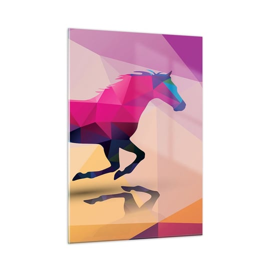 Obraz na szkle - Kubizm wciąż żywy - 50x70cm - Zwierzęta Koń Figura Geometryczna - Nowoczesny szklany obraz do salonu do sypialni ARTTOR ARTTOR