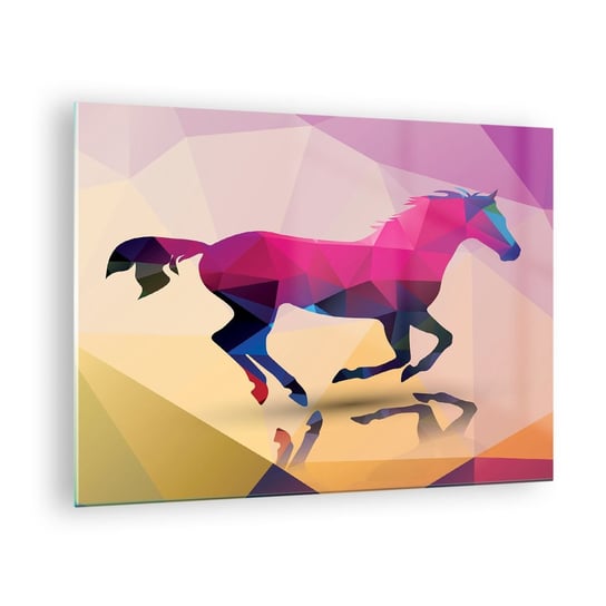 Obraz na szkle - Kubizm wciąż żywy - 70x50cm - Zwierzęta Koń Figura Geometryczna - Nowoczesny szklany obraz do salonu do sypialni ARTTOR ARTTOR