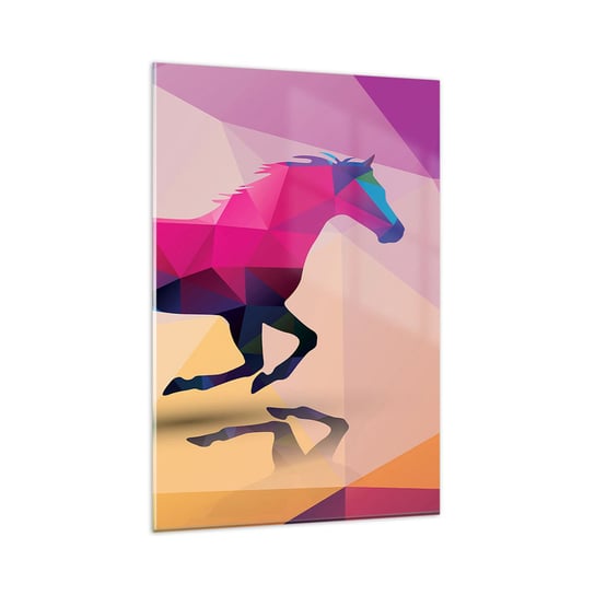 Obraz na szkle - Kubizm wciąż żywy - 80x120cm - Zwierzęta Koń Figura Geometryczna - Nowoczesny szklany obraz na ścianę do salonu do sypialni ARTTOR ARTTOR