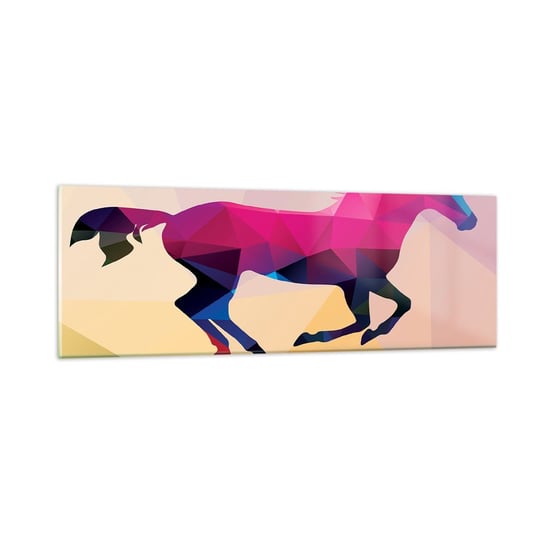 Obraz na szkle - Kubizm wciąż żywy - 90x30cm - Zwierzęta Koń Figura Geometryczna - Nowoczesny szklany obraz do salonu do sypialni ARTTOR ARTTOR