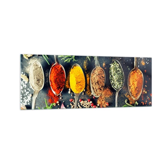 Obraz na szkle - Kulinarna magia - 140x50cm - Przyprawy Zioła Kuchnia - Nowoczesny szklany obraz do salonu do sypialni ARTTOR ARTTOR