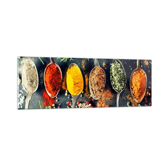 Obraz na szkle - Kulinarna magia - 90x30cm - Przyprawy Zioła Kuchnia - Nowoczesny szklany obraz do salonu do sypialni ARTTOR ARTTOR