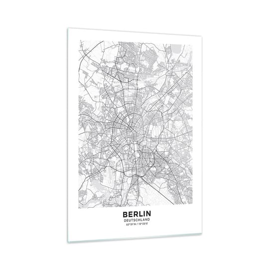 Obraz na szkle - Kwiat Berlina - 50x70cm - Miasto Mapa Miasta Berlin - Nowoczesny szklany obraz do salonu do sypialni ARTTOR ARTTOR