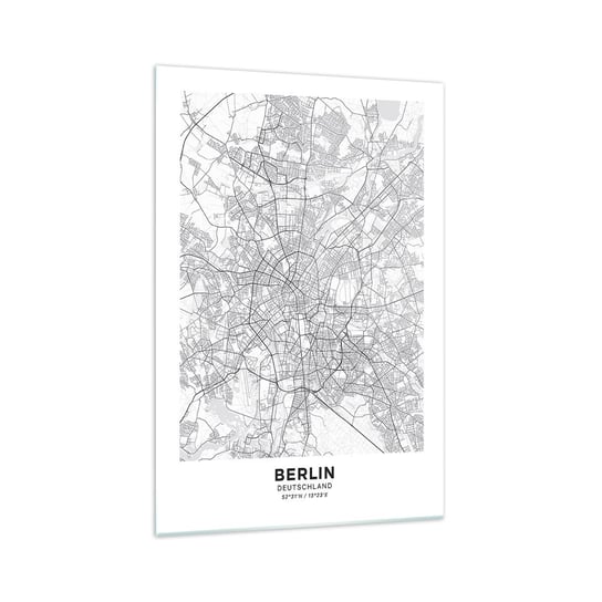 Obraz na szkle - Kwiat Berlina - 70x100cm - Miasto Mapa Miasta Berlin - Nowoczesny foto szklany obraz do salonu do sypialni ARTTOR ARTTOR