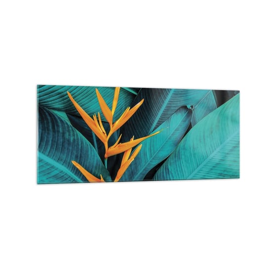 Obraz na szkle - Kwiat Edenu - 120x50cm - Strelicja Królewska Kwiat Afryka - Nowoczesny szklany obraz na ścianę do salonu do sypialni ARTTOR ARTTOR