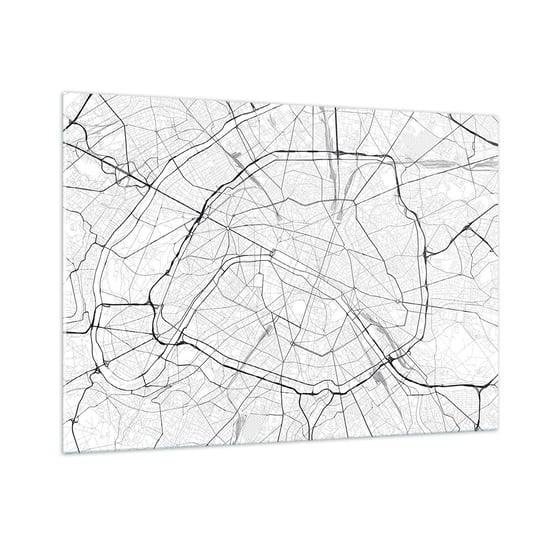 Obraz na szkle - Kwiat Paryża - 100x70cm - Miasto Mapa Miasta Paryż - Nowoczesny foto szklany obraz do salonu do sypialni ARTTOR ARTTOR