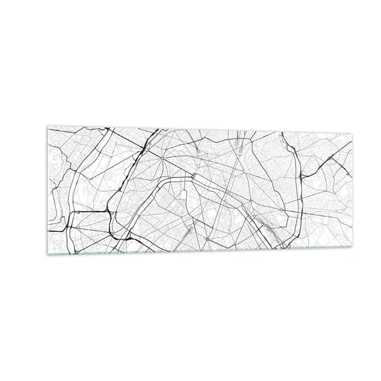 Obraz na szkle - Kwiat Paryża - 140x50cm - Miasto Mapa Miasta Paryż - Nowoczesny szklany obraz do salonu do sypialni ARTTOR ARTTOR